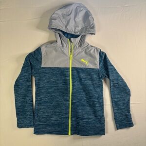 Puma Teal and Grey Fleece Jacket for Boys M(10/12) with inside & outside pockets